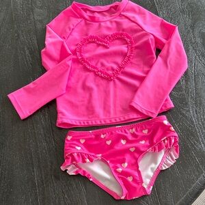 Cat & Jack Bright Pink Heart Swim Set